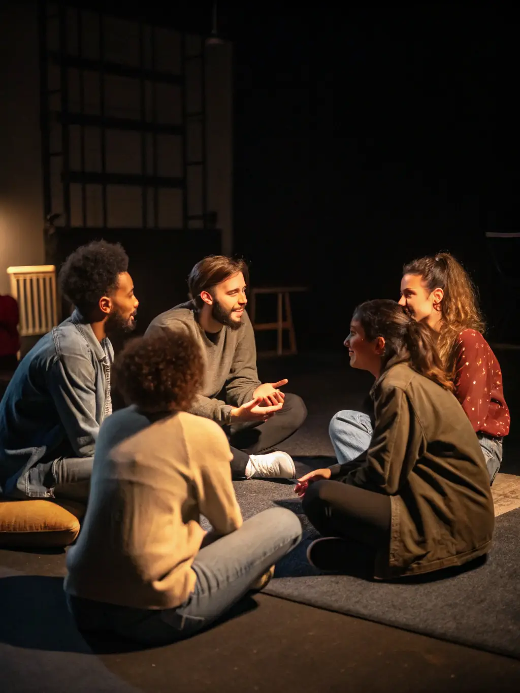 A photograph showing participants in a moral development session, possibly engaged in a community service activity or a discussion about ethical values.